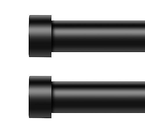 2 Pack Curtain Rods for Windows 18 to 45 Inch(1.5-3.75 Feet),Black 1'' Diameter Drapery Rods with End Cap Style Design,Modern Adjustable Heavy Duty Curtain Rod,Size:18''-45''