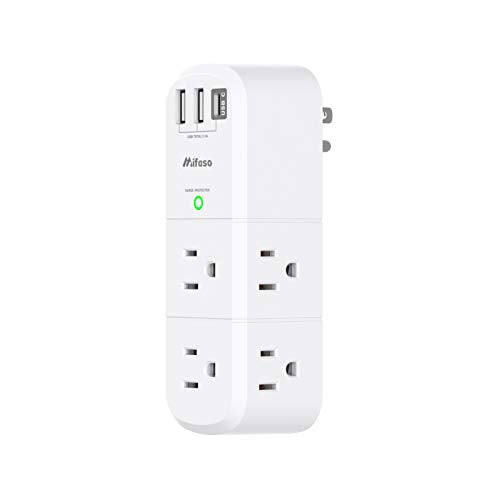 USB Outlet Extender Surge Protector - with Rotating Plug, 6