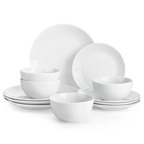 MALACASA 12 Pieces Gourmet Porcelain Dinnerware Sets, Modern