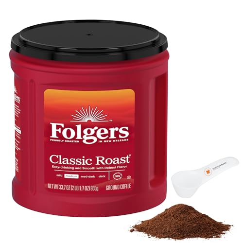 Coffee Ground Medium Roast for Folger 33.7 Oz Can Includes C