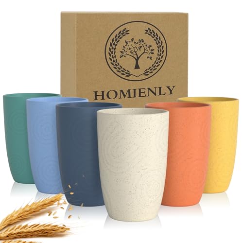 Homienly Drinking Glasses Premium Wheat Straw Unbreakable Cu
