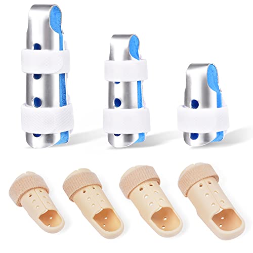 Finger Splint, 7PCS Finger Support Brace Finger Stabilizer for Broken Fingers Straightening Arthritis Knuckle Immobilization?Blue