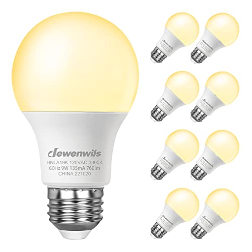 DEWENWILS 8-Pack A19 LED Light Bulb, 760LM, 3000K Soft Warm