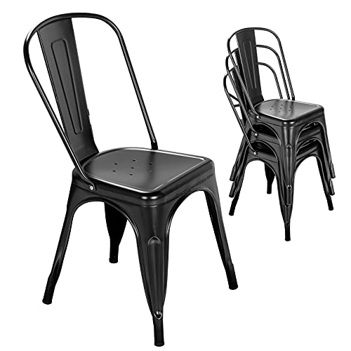 Nazhura Metal Dining Chair Farmhouse Tolix Style for Kitchen