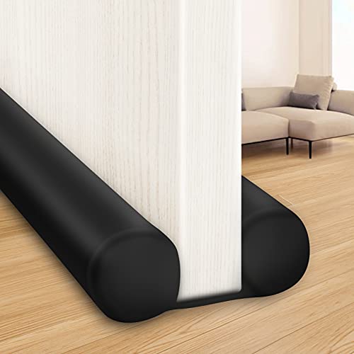 MAXTID Large Door Draft Stopper for Bottom of Doors 36 Inch Under Door Draft Noise Blocker Black Gap Stoppers Door Draft Guard for Bottom of Doors Adjustable Twin Door Sweep Draft Seal Home Essentials
