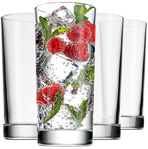 Godinger Highball Drinking Glasses, Italian Made Tall Glass