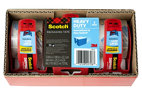 Scotch Heavy Duty Shipping Packing Tape, Clear, Holiday Ship