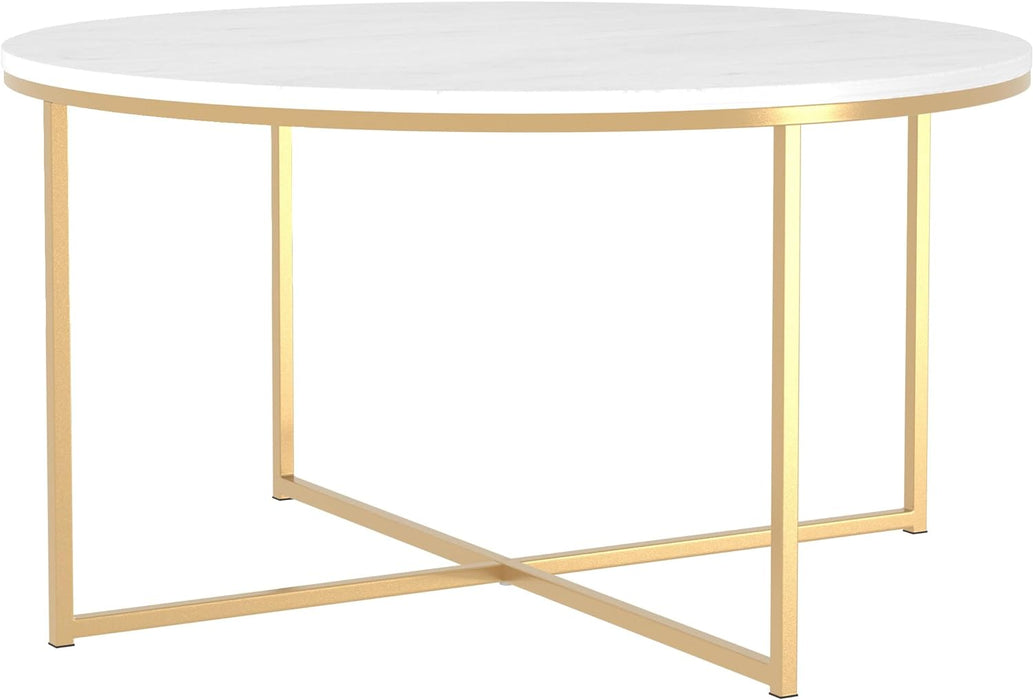 Square Coffee Table White/Gold