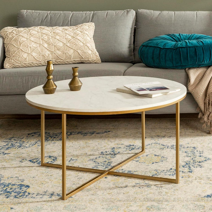 Square Coffee Table White/Gold