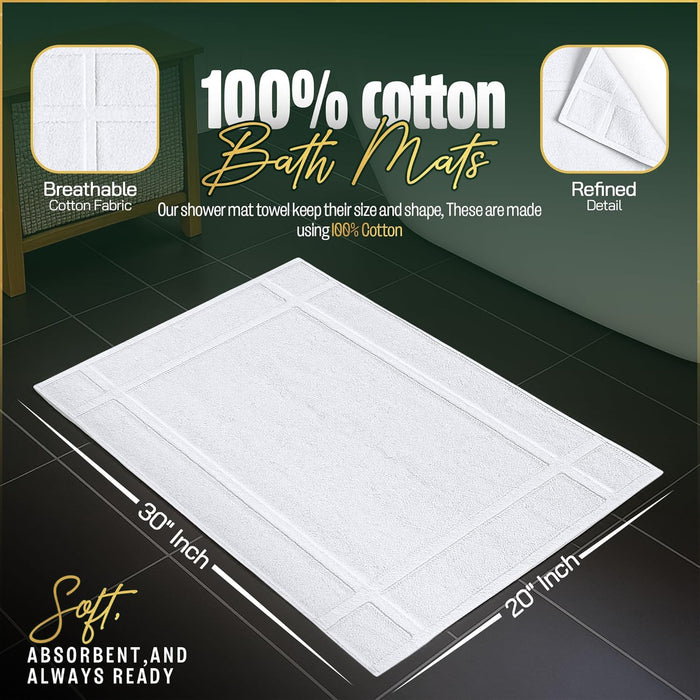 Pearl Linens Cotton Bath Mats - 30" L x 20" W - 6 Pack