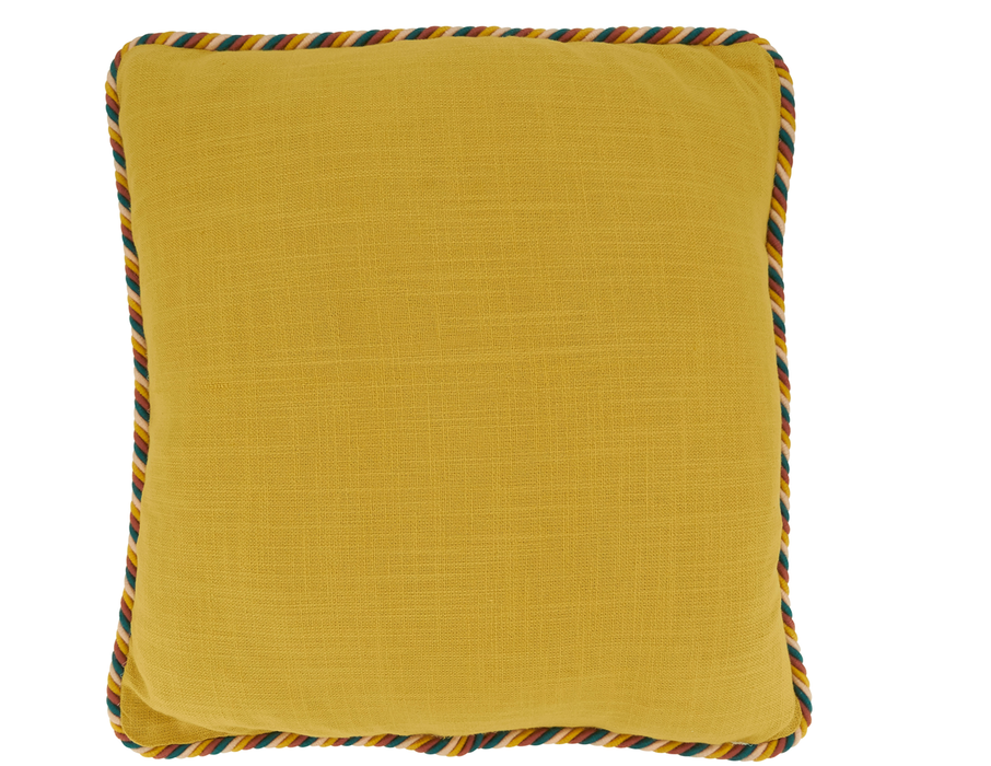Twisted Rope Trim Pillow 18" Square - Poly Filled Mustard