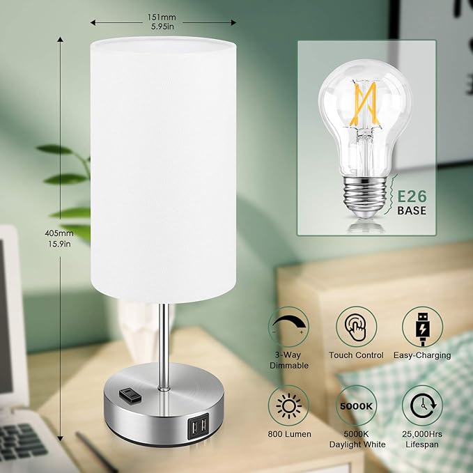 Nightstand Lamp Casual (2 Units)