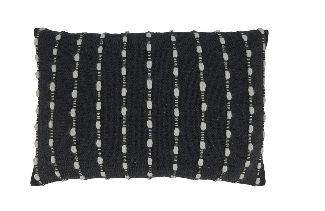 Striped Pillow 16"x24" Oblong - Poly Filled Black