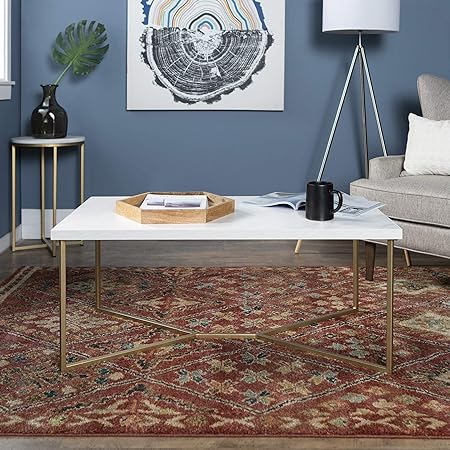 Rectangle Coffee Table White/Gold