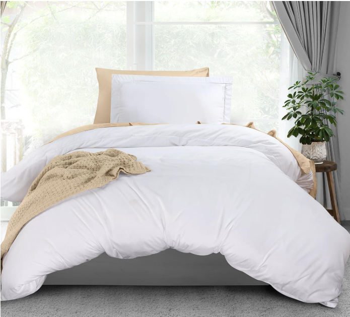 Utopia Bedding Duvet Cover Twin Size - 2 Piece with Zipper Closure - 1 Comforter Cover 68X90 Inches & 1 Pillow Sham 20X26 Inches (White)