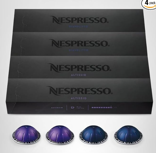 Nespresso Capsules Vertuo, Espresso Bold Variety Pack, Medium and Dark Roast Espresso Coffee, 40-Count Espresso Pods, Brews 1.35oz.