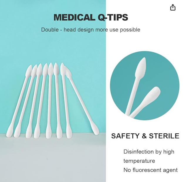 Individually Wrapped Double Tipped Cotton Swabs, Travel Size - Pointed & Round Tip, For Ear, Makeup & Cleaning (200 Count)